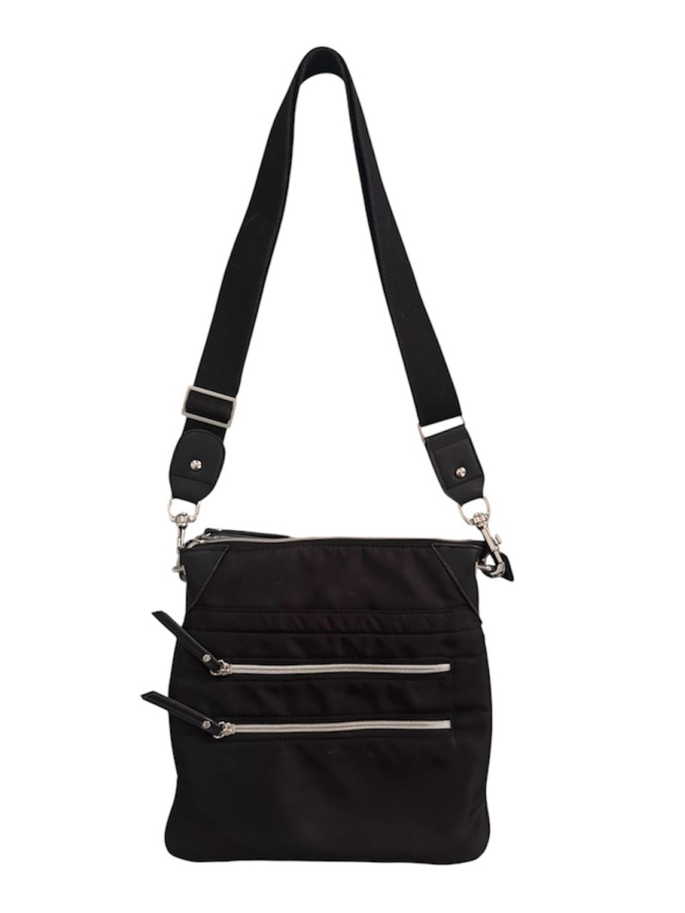 Chico’s Nylon Black Crossbody Bag with Black Trim